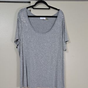 Calvin Klein Gray Sparkly Studded Women's Top Size 2X
